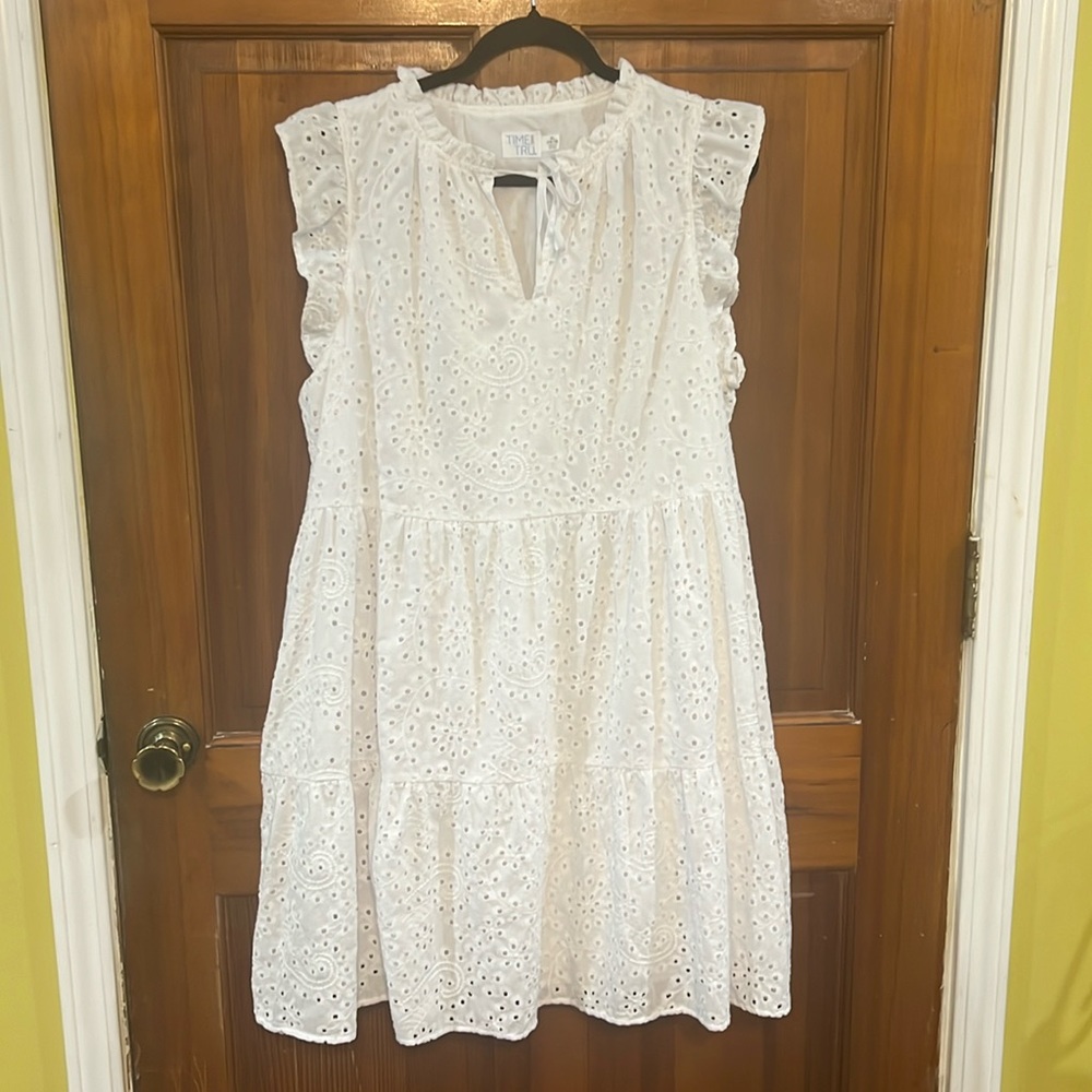NWOT Time and Tru White Peplum Fluttered Sundress Size XL